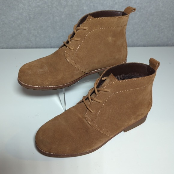 White Mountain Womens 6.5W Brown Lace Up Suede Bootie Ankle Boots Auburn Dessert - Picture 2 of 7